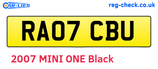 RA07CBU are the vehicle registration plates.