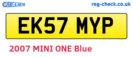 EK57MYP are the vehicle registration plates.