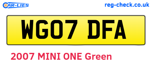 WG07DFA are the vehicle registration plates.