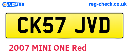 CK57JVD are the vehicle registration plates.