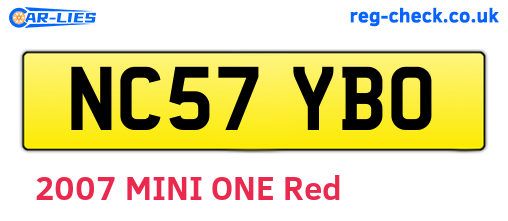 NC57YBO are the vehicle registration plates.