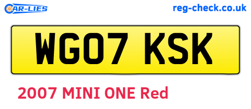 WG07KSK are the vehicle registration plates.