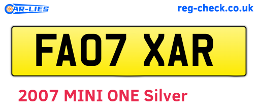 FA07XAR are the vehicle registration plates.