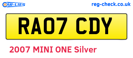 RA07CDY are the vehicle registration plates.