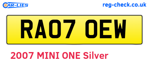 RA07OEW are the vehicle registration plates.