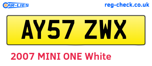 AY57ZWX are the vehicle registration plates.