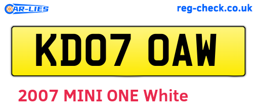 KD07OAW are the vehicle registration plates.
