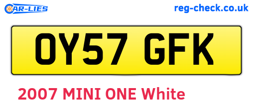 OY57GFK are the vehicle registration plates.
