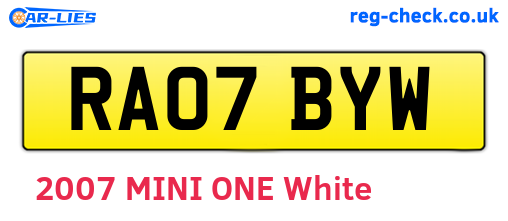 RA07BYW are the vehicle registration plates.