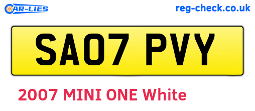 SA07PVY are the vehicle registration plates.