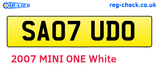 SA07UDO are the vehicle registration plates.