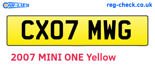 CX07MWG are the vehicle registration plates.