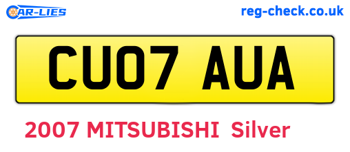 CU07AUA are the vehicle registration plates.