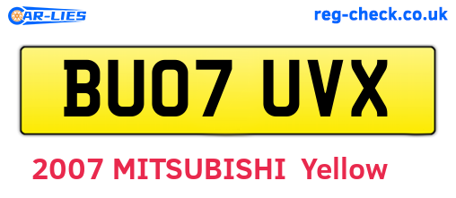 BU07UVX are the vehicle registration plates.