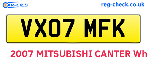 VX07MFK are the vehicle registration plates.