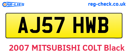 AJ57HWB are the vehicle registration plates.