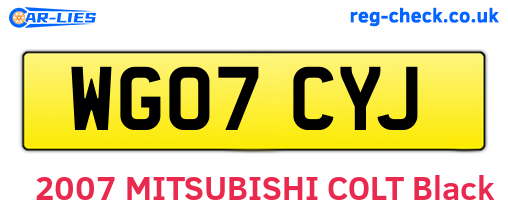 WG07CYJ are the vehicle registration plates.