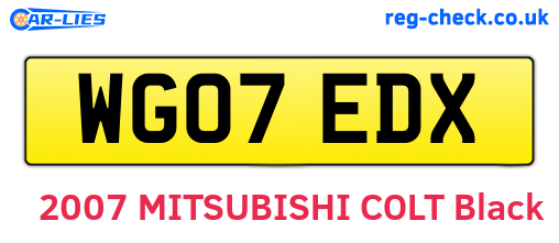WG07EDX are the vehicle registration plates.