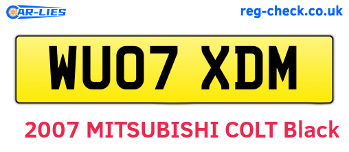 WU07XDM are the vehicle registration plates.