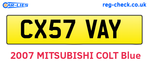 CX57VAY are the vehicle registration plates.