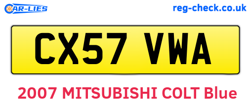 CX57VWA are the vehicle registration plates.