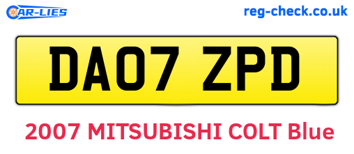 DA07ZPD are the vehicle registration plates.