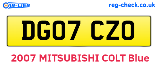 DG07CZO are the vehicle registration plates.