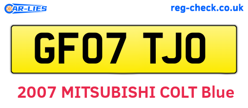 GF07TJO are the vehicle registration plates.