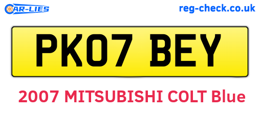 PK07BEY are the vehicle registration plates.