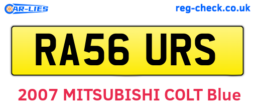 RA56URS are the vehicle registration plates.