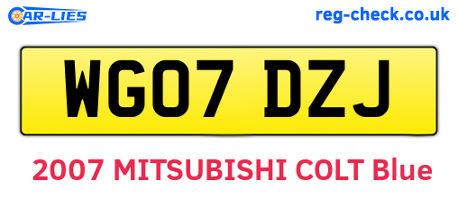 WG07DZJ are the vehicle registration plates.