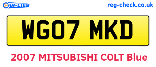 WG07MKD are the vehicle registration plates.