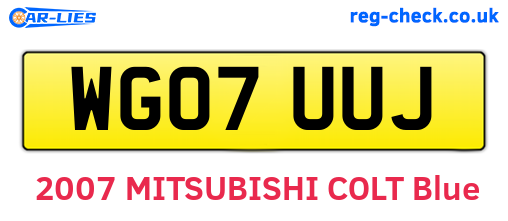 WG07UUJ are the vehicle registration plates.