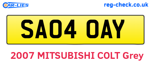 SA04OAY are the vehicle registration plates.