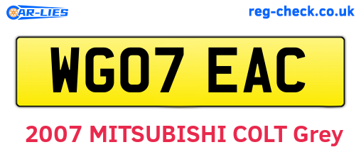 WG07EAC are the vehicle registration plates.