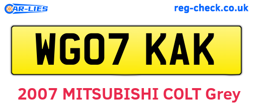 WG07KAK are the vehicle registration plates.