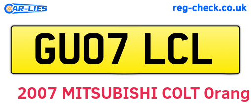 GU07LCL are the vehicle registration plates.
