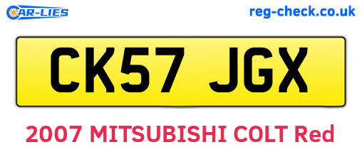 CK57JGX are the vehicle registration plates.