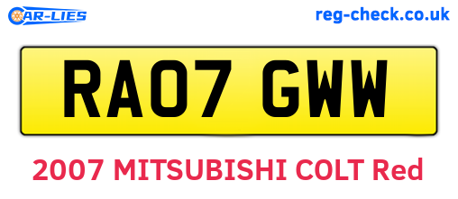 RA07GWW are the vehicle registration plates.