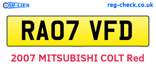 RA07VFD are the vehicle registration plates.