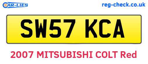 SW57KCA are the vehicle registration plates.