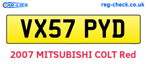 VX57PYD are the vehicle registration plates.