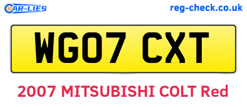 WG07CXT are the vehicle registration plates.