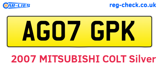 AG07GPK are the vehicle registration plates.