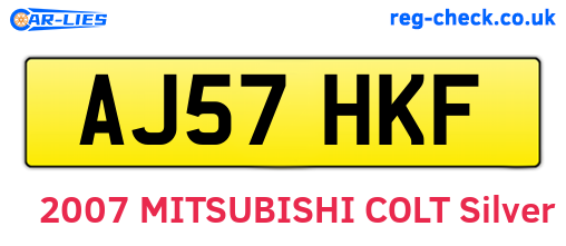 AJ57HKF are the vehicle registration plates.
