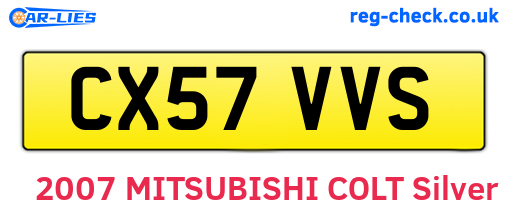 CX57VVS are the vehicle registration plates.
