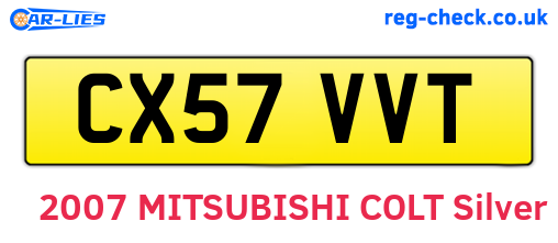 CX57VVT are the vehicle registration plates.