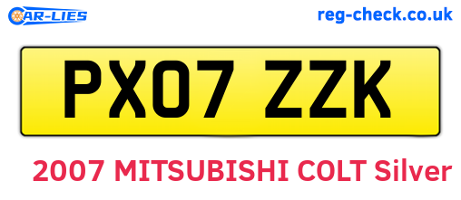 PX07ZZK are the vehicle registration plates.