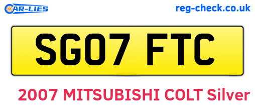 SG07FTC are the vehicle registration plates.