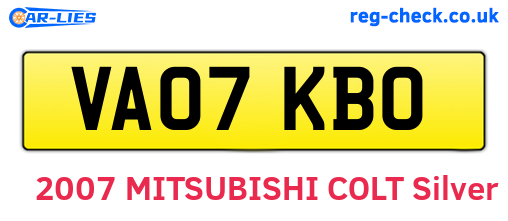 VA07KBO are the vehicle registration plates.